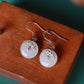 Silver inlaid Hetian jade vintage peace button earrings