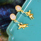 Gilt silver and Hetian jade egg drop earrings