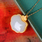 Silver gilt inlaid Hetian jade Ruyi lock pendant