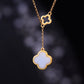 Gilt silver inlaid Hetian jade four-leaf clover pendant