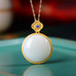 Gilt silver inlaid Hetian jade fine egg noodle with lapis lazuli pendant