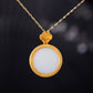 Gilt silver inlaid Hetian jade fine egg noodle with lapis lazuli pendant