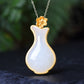 Gilt silver inlaid Hetian jade vase pendant