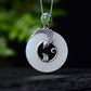 Silver inlaid Hetian jade peace ring pendant