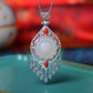 Silver inlaid Hetian jade sunflower pendant