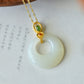 Gilt silver inlaid Hetian jade peace ring pendant