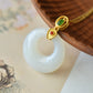 Gilt silver inlaid Hetian jade peace ring pendant