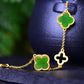 Gilt silver and Hetian jasper four-leaf clover bracelet