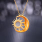 Gilt silver and Hetian jade sun and moon pendant