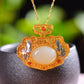 Gilt silver and Hetian jade egg-faced hollow sachet pendant