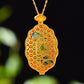 Gilt silver and Hetian jasper hollow sachet pendant