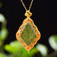 Gilt silver and Hetian jasper hollow rhombus sachet pendant