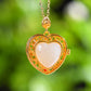 Gilt silver and Hetian jade enamel heart-shaped sachet pendant