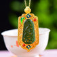 Gilt silver inlaid Hetian jasper hollow sachet pendant