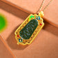 Gilt silver inlaid Hetian jasper hollow sachet pendant