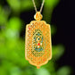 Gilt silver inlaid Hetian jasper hollow sachet pendant