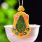 Gilt silver inlaid Hetian jasper hollow sachet pendant