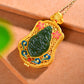 Gilt silver inlaid Hetian jasper hollow sachet pendant