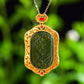 Gilt silver inlaid Hetian jasper hollow sachet pendant