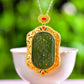 Gilt silver inlaid Hetian jasper hollow sachet pendant