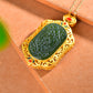 Gilt silver inlaid Hetian jasper hollow sachet pendant