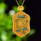 Gilt silver inlaid Hetian jasper hollow sachet pendant