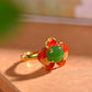 Gilt silver and Hetian jade enamel jasper ring