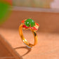 Gilt silver and Hetian jade enamel jasper ring