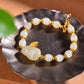 Gilt silver and Hetian jade rabbit bracelet