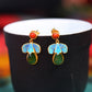 Gilt silver and Hetian jasper water drop enamel earrings