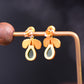 Gilt silver and Hetian jasper water drop enamel earrings