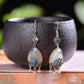 Silver inlaid Hetian jade drop enamel with multi-treasure earrings