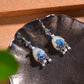 Silver inlaid Hetian jade drop enamel with multi-treasure earrings