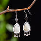 Silver inlaid Hetian jade drop enamel with multi-treasure earrings