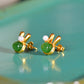 Gilt silver and Hetian jasper stud earrings