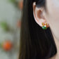 Gilt silver and Hetian jasper stud earrings