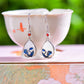 Gilt silver and Hetian jade enamel drop earrings