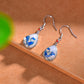 Gilt silver and Hetian jade enamel drop earrings