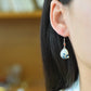 Gilt silver and Hetian jade enamel drop earrings