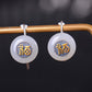 Silver inlaid Hetian jade word "Fu" peace buckle ear hooks