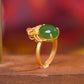 Gilt silver and Hetian jasper spider ring