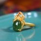 Gilt silver and Hetian jasper spider ring