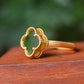 Gilt silver and Hetian jasper four-leaf clover ring