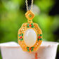 Gilt silver inlaid Hetian jade enamel sachet pendant