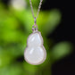 Silver inlaid Hetian jade gourd pendant