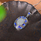 Silver inlaid Hetian jade enamel cabochon pendant