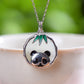 Silver inlaid Hetian jade enamel panda pendant