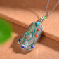 Silver inlaid Hetian jade enamel Ping An brand pendant