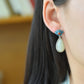 Silver inlaid Hetian jade enamel drop earrings