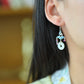 Silver inlaid Hetian jade enamel peace ring earrings